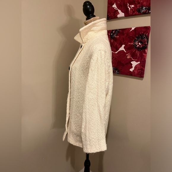 Vintage Boyne Valley Wool Knit Ivory  Coat, handcrafted in Ireland, small - Picture 4 of 8